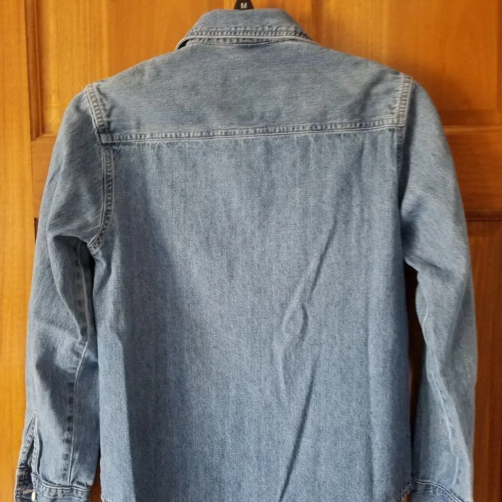 Old Navy Vintage Unisex Girl's Long Sleeve Denim Button-Down Shirt Size XS (4/5)